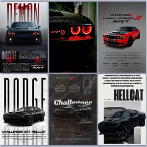 Dodge Challenger SRT Hellcat  The ultimate American muscle beast! High-quality canvas printing  Clear details, superior texture, the perfect choice for garageliving roommen's private spaceclub wall decoration!