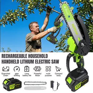 Portable 6 Inch Cordless Mini Chainsaw with Battery and Charger, Electric Handheld Chain Saw for Wood Cutting and Tree Trimming