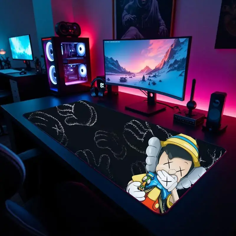 Hypebeast Cartoon Figure Extra Large Desk Mat Keyboard Mouse Pad E-Sports Desk Mat Desk Decor for Gamers Boys' Rooms Gift large mousepad