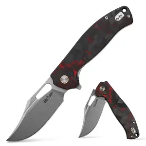 High quality folding knife, stone washed blade high hardness 5CR stainless steel, lightweight and convenient, ultra sharp cutting, carbon fiber handle 89-10RC, suitable for outdoor camping and mountaineering, holiday gift - BieZumn