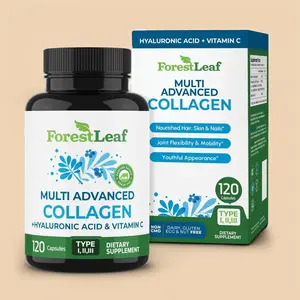 ForestLeaf Multi Collagen Pills with Hyaluronic Acid + Vitamin C | Hydrolyzed Collagen Supplements for Women or Men | Multi Collagen Capsules Peptides for Skin, Wrinkles, 120 Caps
