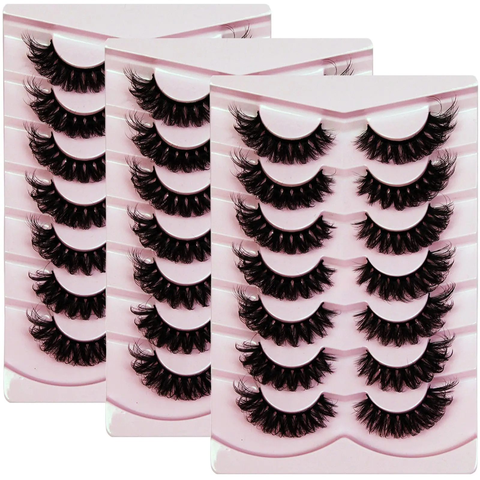 21Pairs/3Pack False Eyelashes Volume Fake Fluffy Dramatic D Curl Strip Lashes 18MM Thick Eye Lashes look like Lash Extension 6D Wispy Lashes Pack Volumized Cosmetic False Lashes High Quality Eyelashes Wispy Volume Set