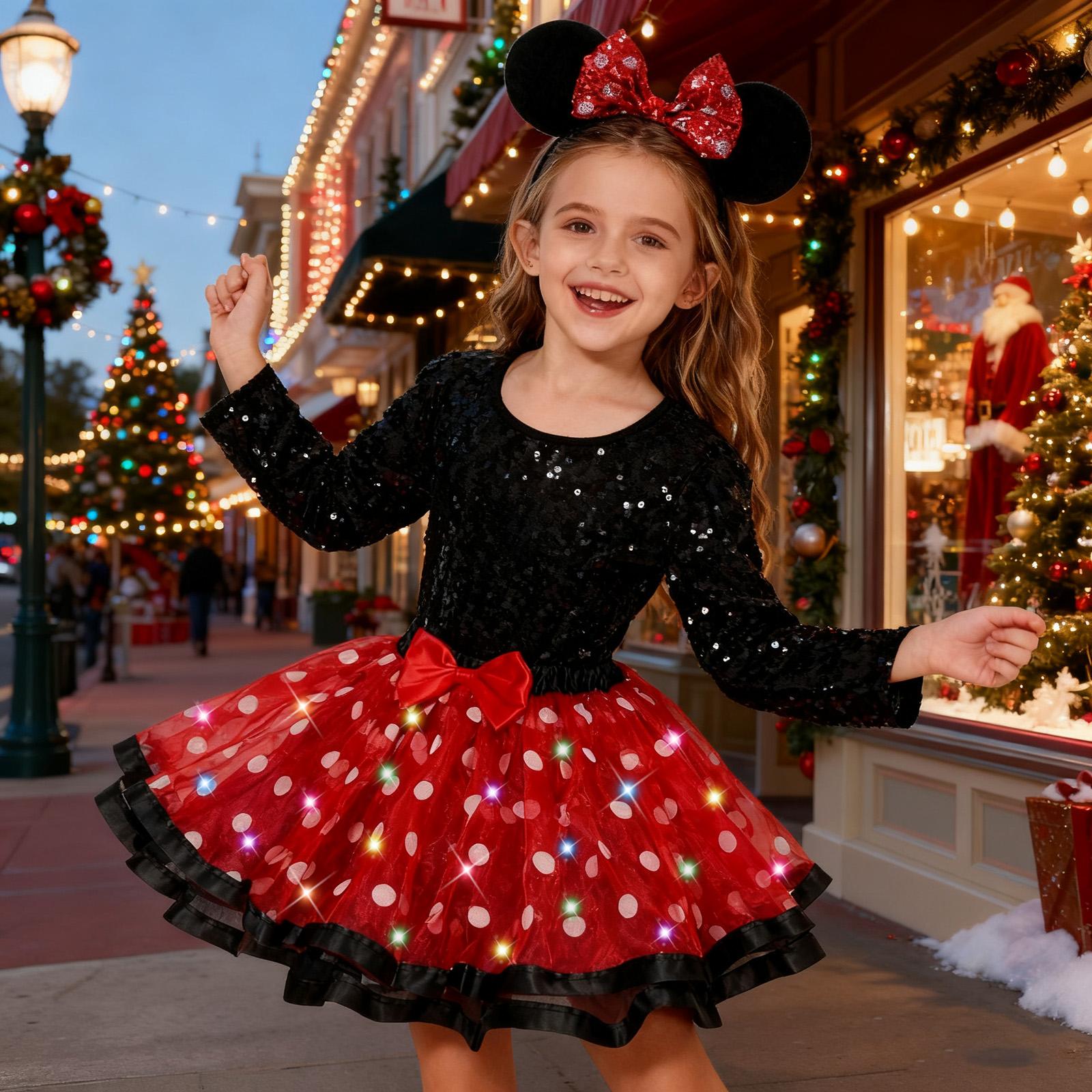 PinkSheep Girls Costume Set,Led Light Up Girls Tutu Skirt with Ear Headband Bow, Kid Party Outfit Costume Christmas PinkSheep Girls Costume Set,Led Light Up Girls Tutu Skirt with Ear Headband Bow, Kid Party Outfit Costume Christmas