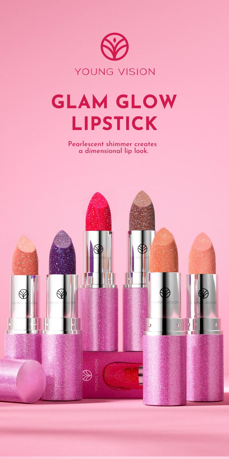 YOUNG VISION Chameleon 6-color Fine Sparkle Lipstick, Multi-purpose Facial Embossed Silk Screen Pearlescent Lipstick and Eyeshadow