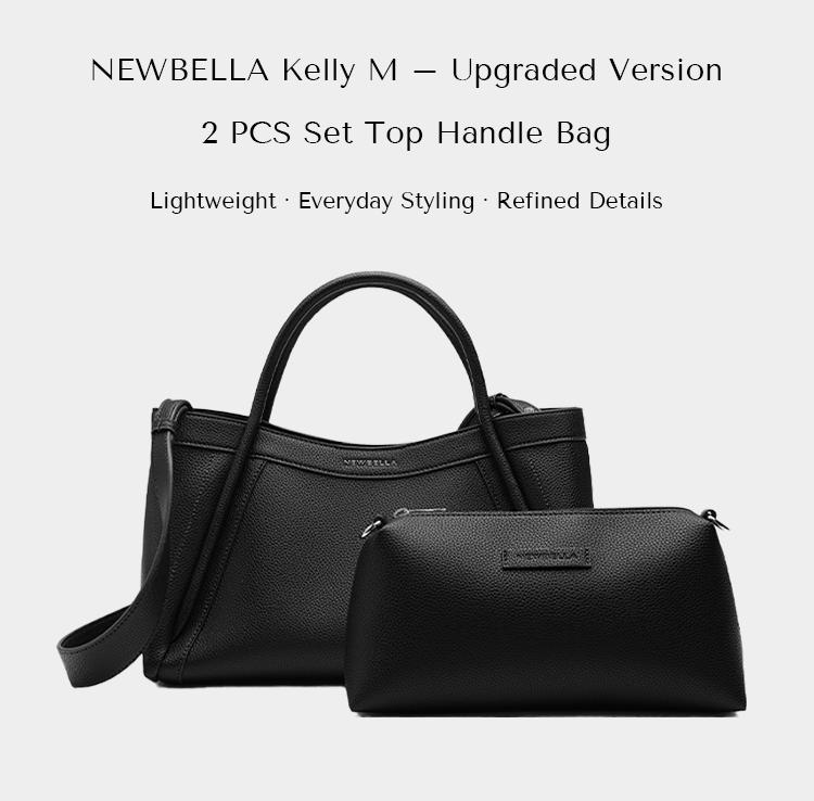 NEWBELLA Kelly M – Upgraded Version  2 PCS Set Top Handle Bag/ PU Leather/Collection Kelly L /kelly M Magnetic Closure, No Internal Compartments, 2025 , Vegan Leather,day gift, Magnetic Closure, Ideal for Office, Perfect for Fashionistas,FallFreshness