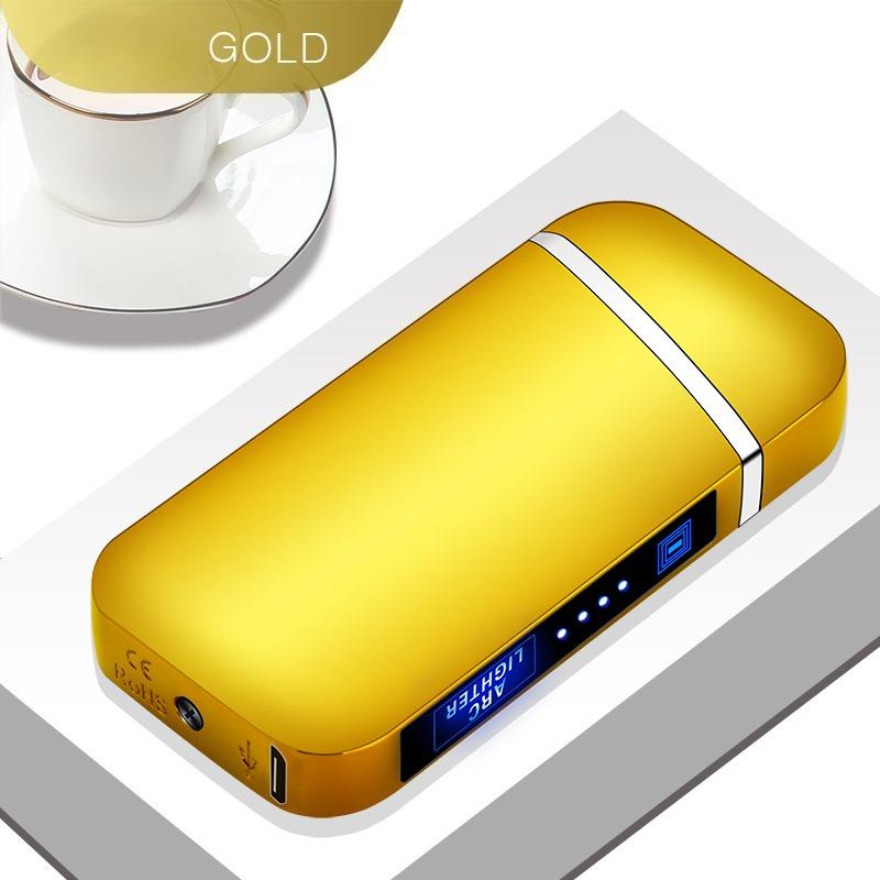 Electronic lighter, dual arc, windproof, LED power indicator, automatic protection, metal material, suitable for daily use such as candles, camping, kitchen, barbecue, etc. It can also be used as a unique gift for collection and decoration.
