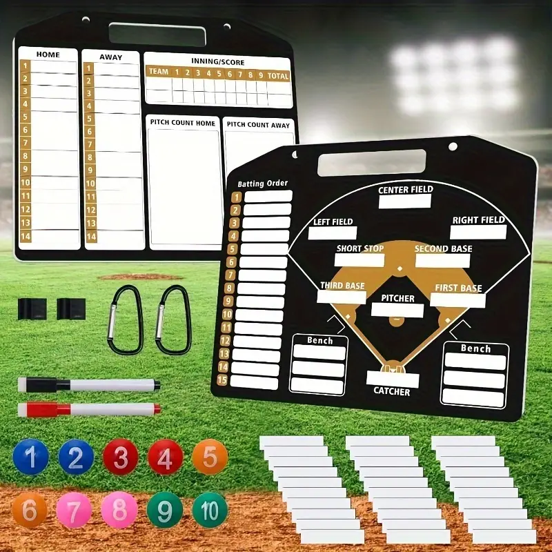 Latest Blue Baseball Coach Clipboard: Sport Accessories Outdoor Softball Game Roster Board with Dry Erase, Strong Clips, 30 Roster Cards, 2 Markers, and 10 Player Numbers