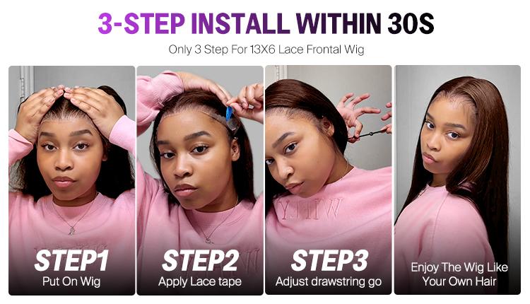 [Glueless Chocolate Brown] 220% Density Megalook #4 Brown 13x6 HD Lace Frontal Wigs Straight Put on Go Glueless Wig Human Hair Pre-plucked Natural Hairline With Drawstring Band