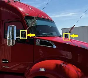 KENWORTH T680 Cb Radio Antenna BRACKET Cricket Style 45 degrees SS PAIR SET