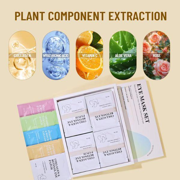 Under Eye Patches for Dark Circles & Puffiness Eye Mask with Collagen Retinol Vitamin C Hyaluronic Acid Cooling Masks for Women Hydrating Skincare Spa Gift Set 20 Pairs