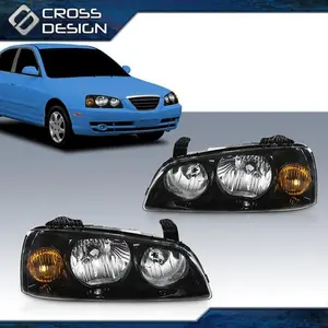 CROSSDESIGN Fit For Hyundai Elantra 04-06 Black Headlamps Front Corner Headlights Assembly