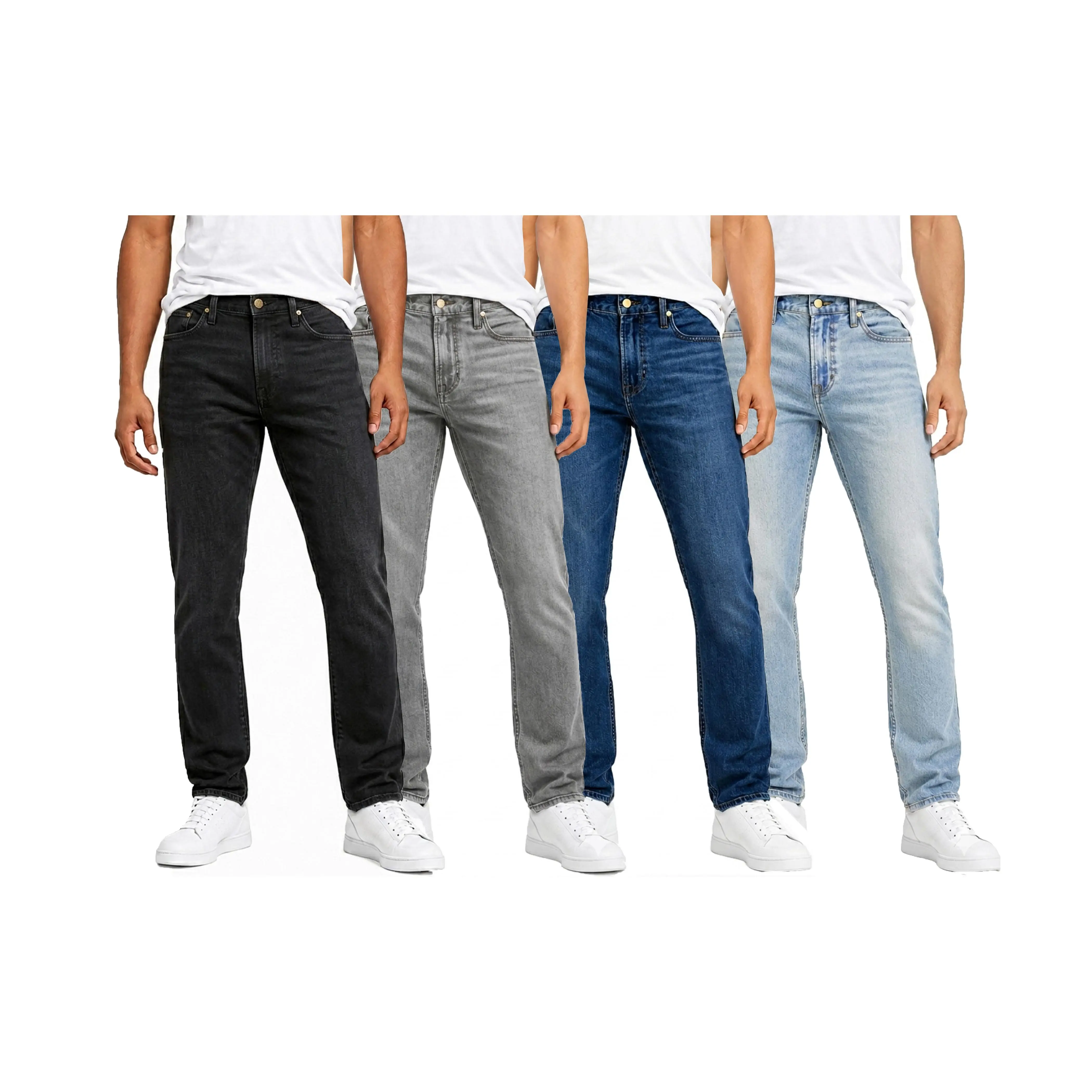 Men's Flex Stretch Slim Straight Jeans Classic Denim Menswear