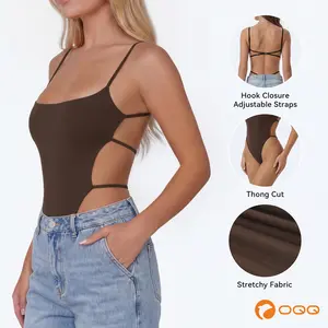 OQQ-Nine cents Women's  Backless Bodysuit - Sexy Cutout Sling Design, Tight Butt-Lifting Hot Girl Style for Inner or Outer Wear