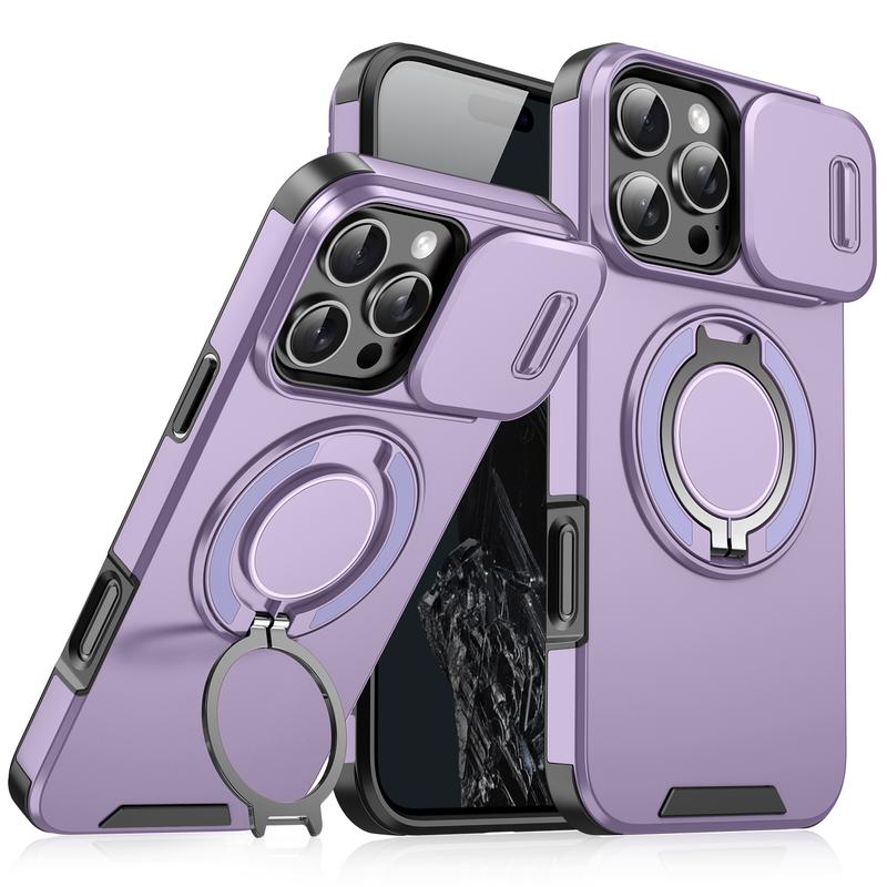 For iPhone 17 16 15 14 13 12 Pro Max with Camera Protector Case, 360 Rotated Ring Kickstand Holder Military Grade Shockproof Protective Cover For iPhone 17 16 15 14 13 12 Pro Max with Camera Protector Case, 360 Rotated Ring Kickstand Holder Military Grade Shockproof Protective Cover
