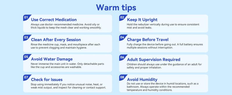 Portable Nebulizer Machine (Smart Digital Display) - For Adults & Kids, Mouthpiece + Mask, Handheld for Home & Travel Breathing Needs