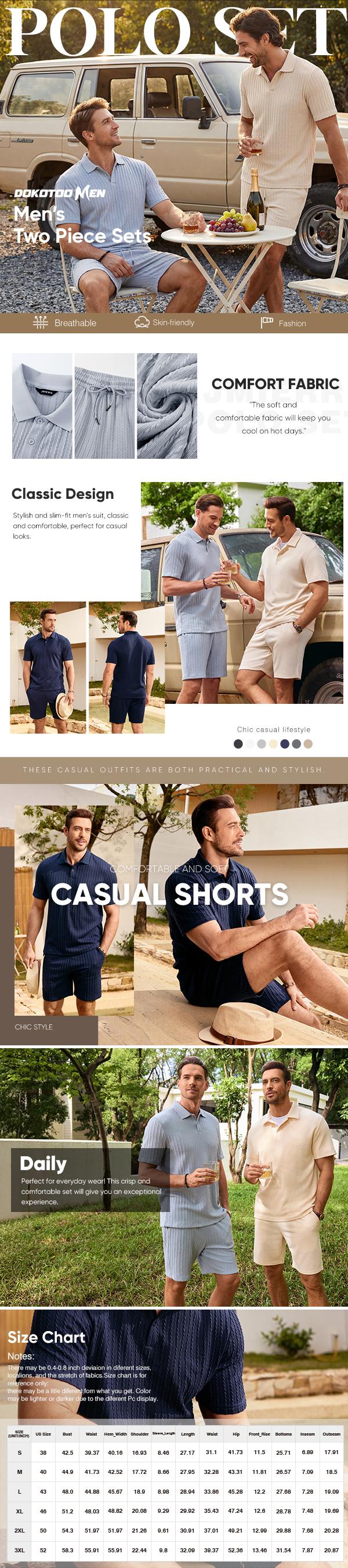 Dokotoo Men 2 Piece Jacquard Knit Lounge Sets Short Sleeve Polo Shirt and Shorts Sets Summer Outfits with Pockets Dokotoo Men 2 Piece Jacquard Knit Lounge Sets Short Sleeve Polo Shirt and Shorts Sets Summer Outfits with Pockets