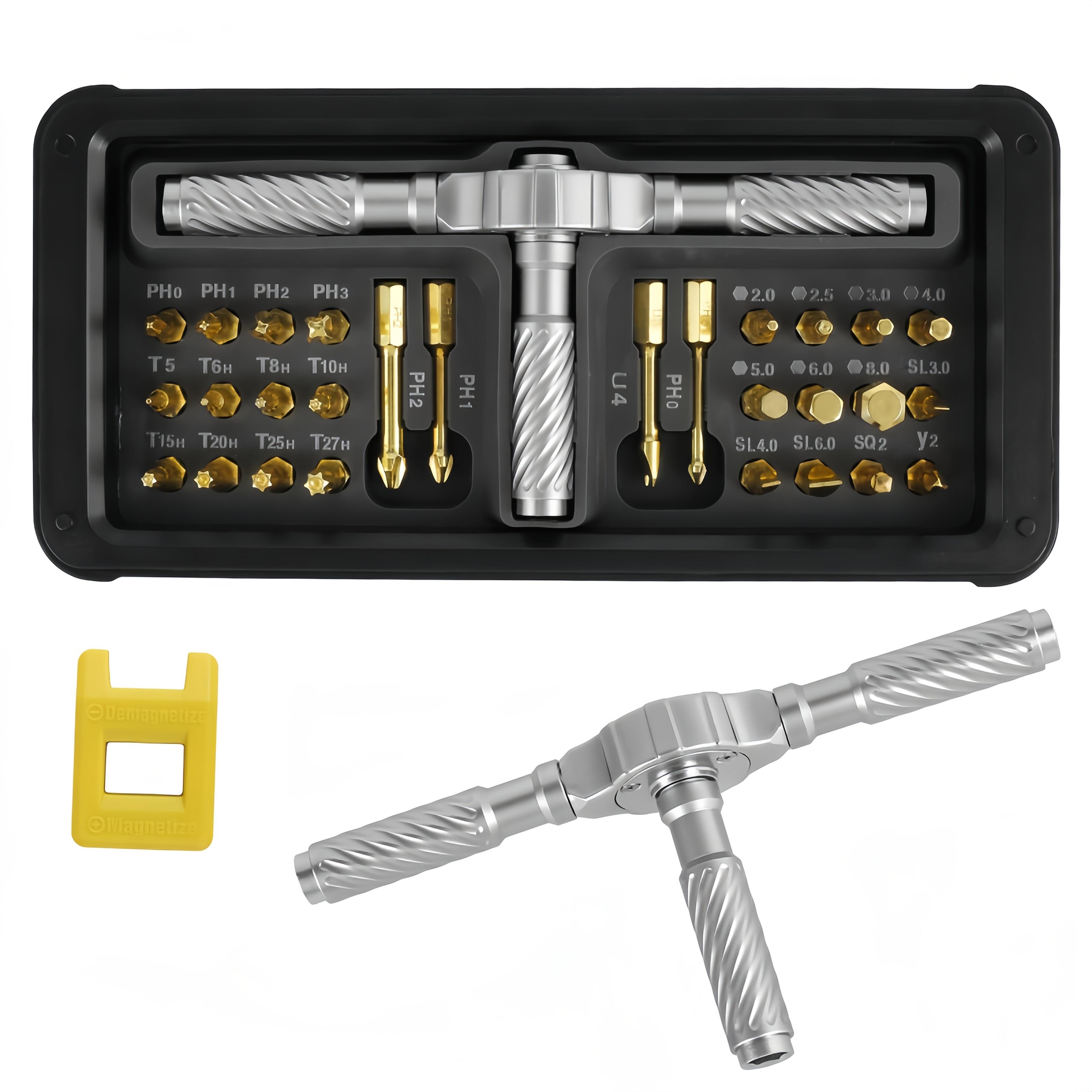 30 in 1 Magnetic Screwdriver Set, Ratchet Screwdriver Set Magnetic, DIY Ratchet Handle Detachable Versatile Toolkit for PC, Furniture, Bicycle removable multi-purpose mini screwdriver kit  household appliance home repair tool box shopblackfriday