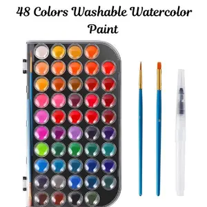 Watercolor Paint Set for Kids & Adults, Washable Non-Toxic Watercolor Paints with Brush, Refillable Water Brush Pen & Palette, Beginner Art Supplies