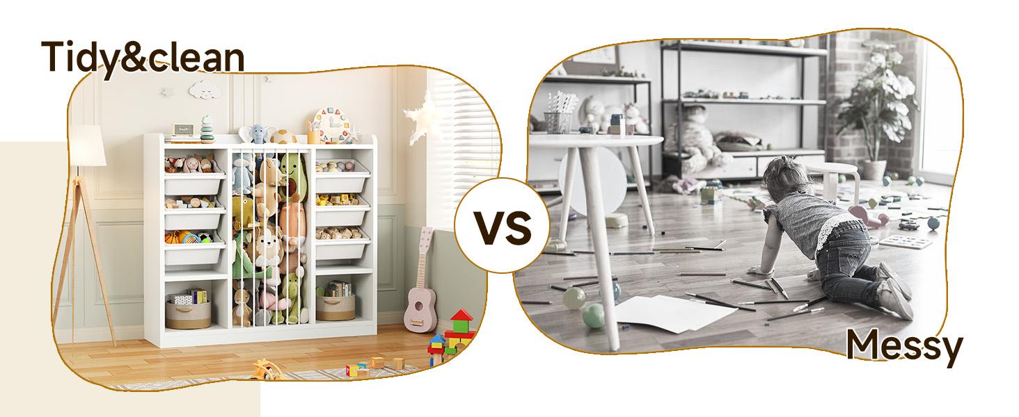 ONBRILL Toddler Stuffed Animal Zoo, Toy Storage Organizer for Playroom, Plush Toy Organizers and Storage, Book Shelf for Kids Rooms, Elastic Band Child Bookcase, Toy Shelf with 8 Storage Cubbies