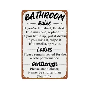 Funny Bathroom Rules Metal Aluminum Tin Sign Please Stand Closer Its Shorter Than You Think Wall Art Decor for Living Room Bar Bedroo Bathroom Decor Art 8x12 inch