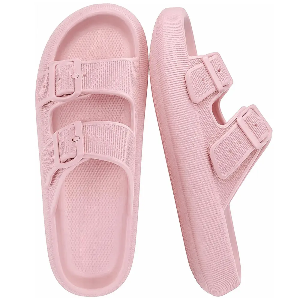 Women's Non-Slip EVA Flat Slippers - Unisex Adjustable Double-Strap Pillow Cushion House Slippers for Business, Home Use,shoes for back to school,back to school shoes