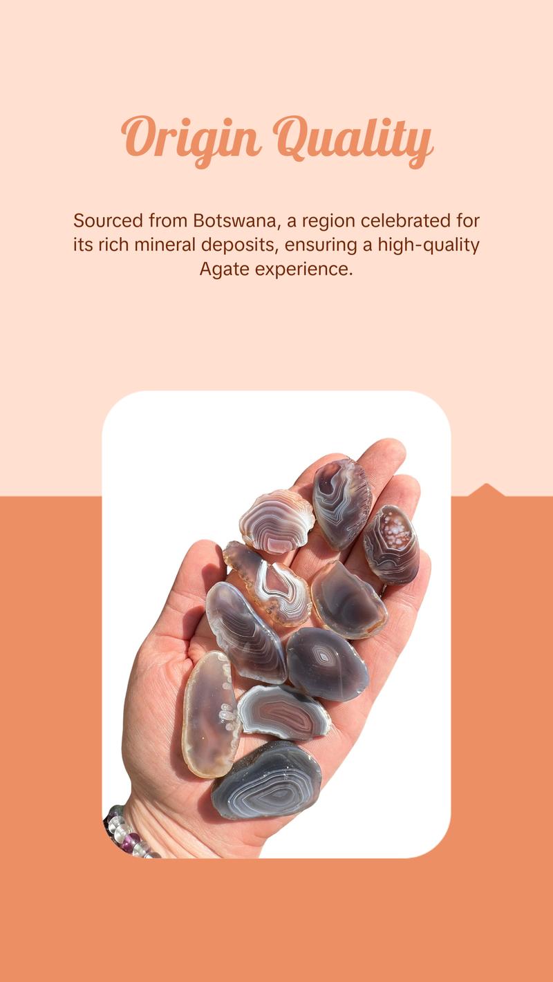 Botswana Agate Stone Slice (Size: 0.75" -4") Grade A Botswana Agate Crystal Slab - Botswana Agate Crystal Slice