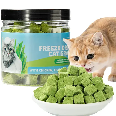 Freeze-dried cat grass granules for cats to eliminate hairballs, cat grass tablets, dog chews for teeth cleaning and nutrition supplementation, cat grass tablets, pet snacks cute lip partner cattreats try just treat training