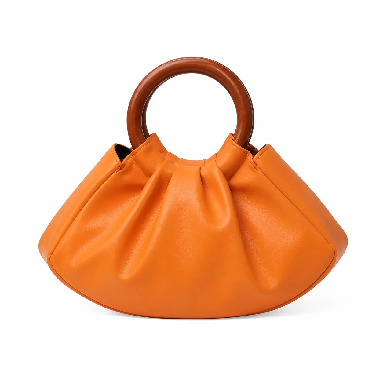 Women's Medium Size Shell Shape Handbag - Chic Pleated Front, Croco Texture PU Exterior Soft Vegan Leather, Magnetic Snap Closure, Phone Pocket for Evening Out