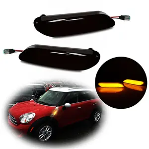 2PCS Smoked Lens Full LED Amber Side Marker Blinker Lights For MINI Cooper R60 R61 2011 2012 2013 2014 2015 2016 Replace OEM # 63-13-9-802-569 63-13-9-802-570