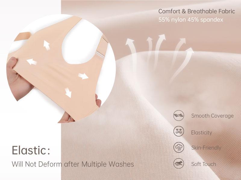 OEAK Bras for Women V Neck No Underwire Wireless Plus Size Support Bra Underarm Smoothing Seamless Push Up Full Coverage T-Shirt Sports Bra