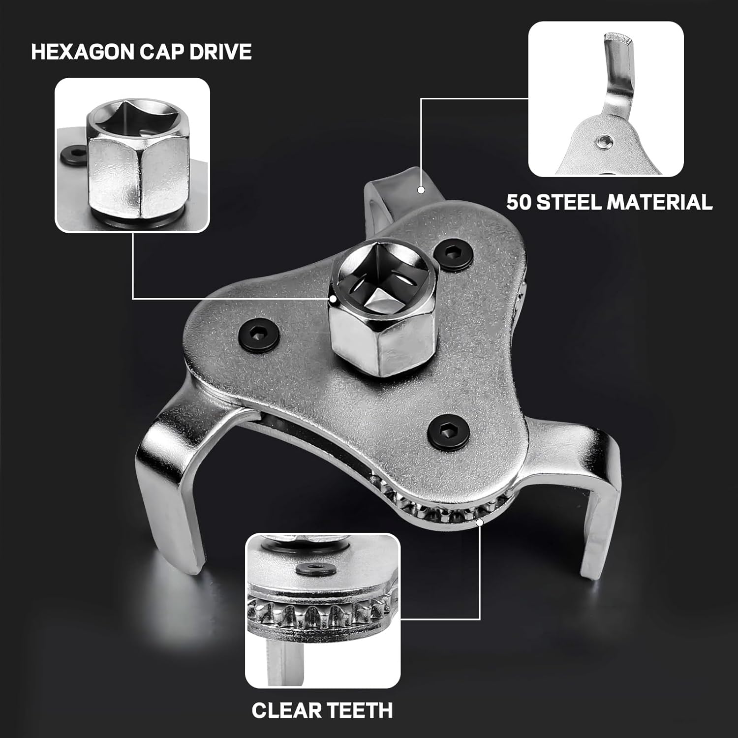 Universal Oil Filter Wrench Adjustable, 3 Jaw Oil Filter Removal Tool Set for Diameter from 2.2 Inch to 4.2 Inch, 2 Way Oil Filter Change Tool for Vehicle Engine Filters(Silver) Universal Oil Filter Wrench Adjustable, 3 Jaw Oil Filter Removal Tool Set for Diameter from 2.2 Inch to 4.2 Inch, 2 Way Oil Filter Change Tool for Vehicle Engine Filters(Silver)
