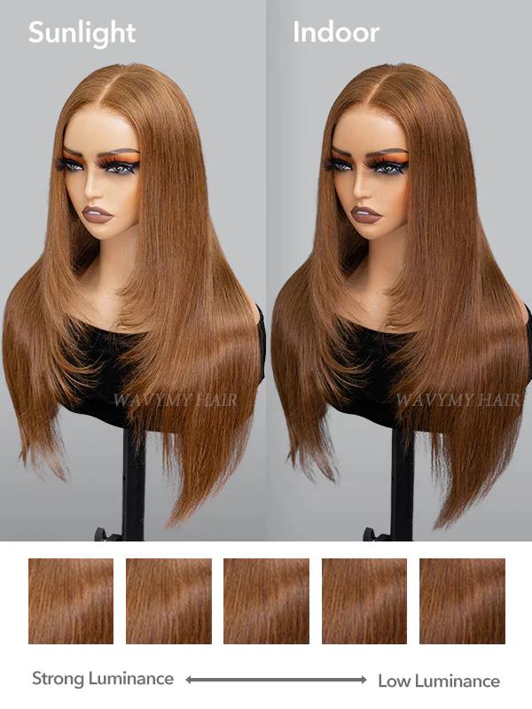 Wavymy Trendy Layered Cut 90's Inspired Pre-bleached Wear Go Glueless Wigs 250% Density Straight 7x5 HD Lace Closure 100% Human Hair