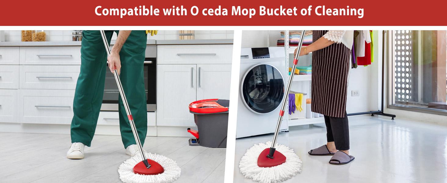 EasyWring Microfiber Spin Mop Replacement Head, Base Handle Replacement Set , with 2 Microfiber Refills Triangle Base & 30-58in Adjustable Handle Combo shower floor scrubber