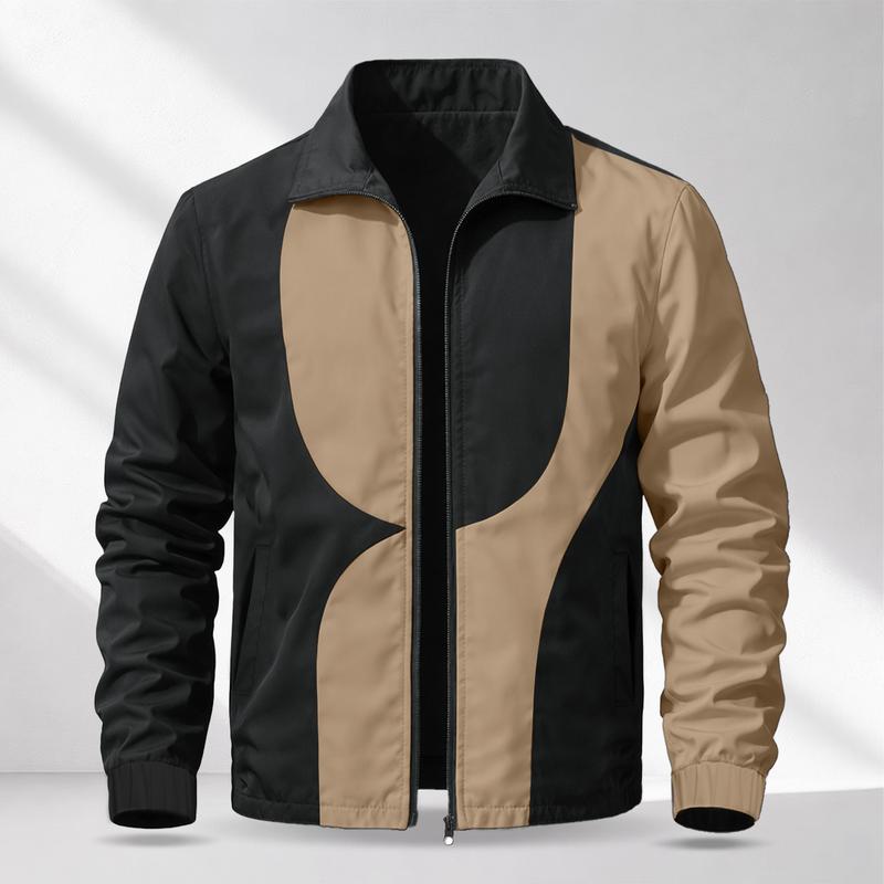 Men’s casual color-block collared jacket with a lightweight design—lightweight and comfortable, suitable for campus outings, sports and leisure, and everyday commuting to work. A minimalist, lightweight jacket for spring and summer.