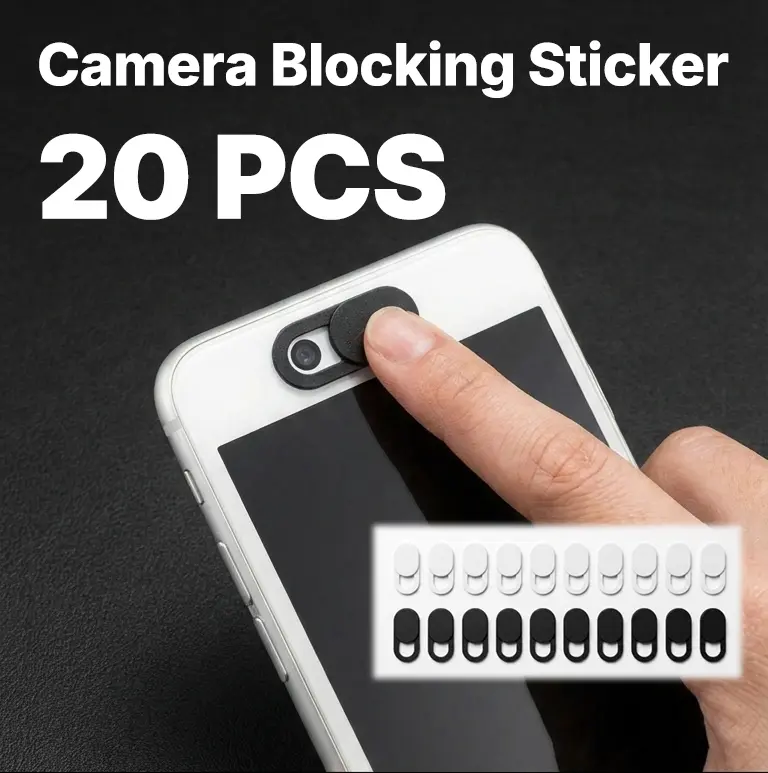 20 Pcs (10 Black+10 White) 20× Plastic Ultra-Thin Adhesive Webcam Sliding Cover Privacy Protector - 0.022" Thick, Barely Visible, Easy to Slide, Peel-and-Stick Install, High-Quality Adhesive, Universal Tech Accessories for Tablet, Party Bag Gifts
