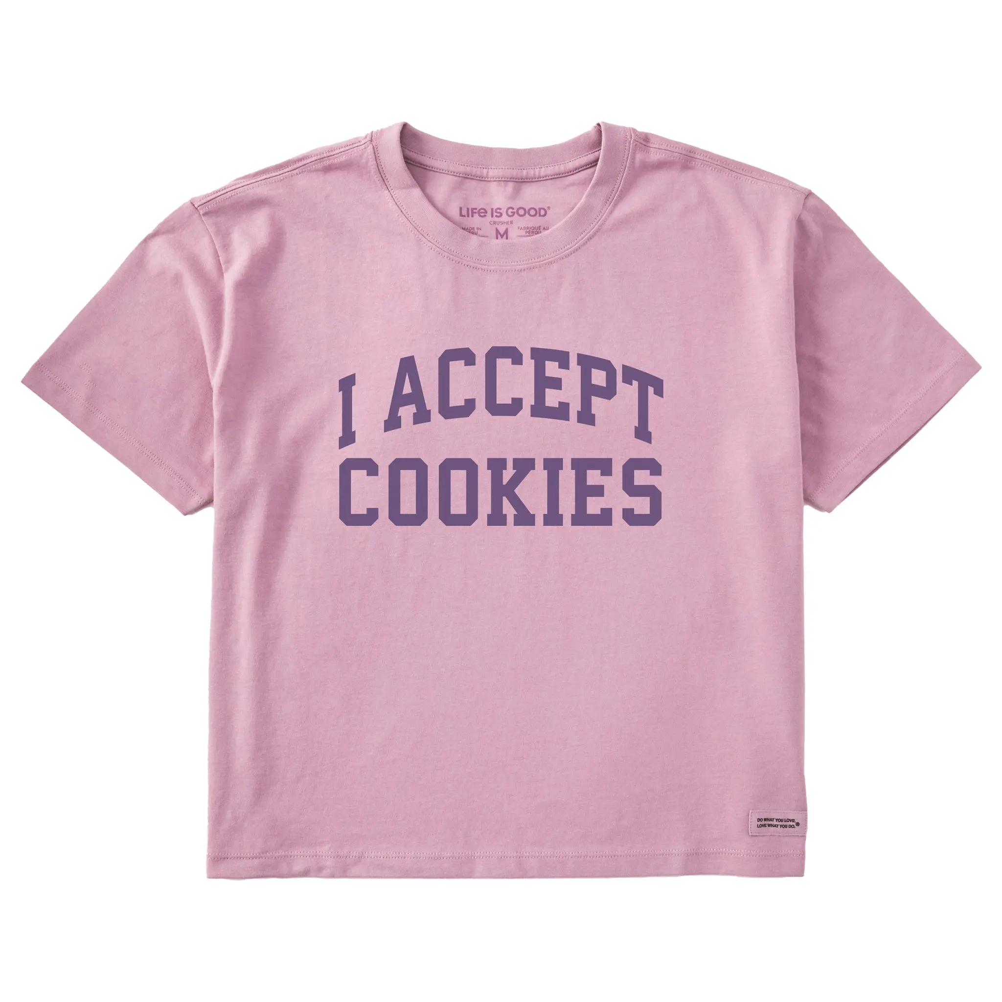 Women's I Accept Cookies Arch Short Sleeve Crusher Boxy Tee