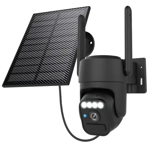 3-Link Outdoor Wireless Solar Security Camera - 2.4GHz Wi-Fi Only, Pan & Tilt Control, Motion Detection, 2-Way Audio, Night Vision, IP65 Waterproof, Local Monitoring, SD Support, Wireless Surveillance Camera for Home Security