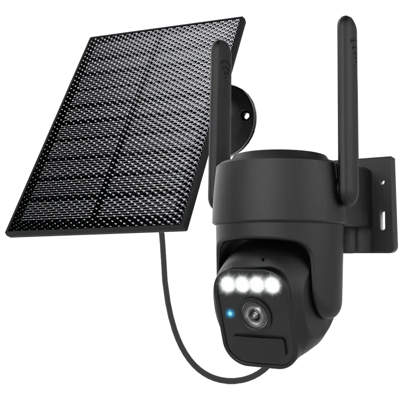 3-Link Outdoor Wireless Solar Security Camera - 2.4GHz Wi-Fi Only, Pan & Tilt Control, Motion Detection, 2-Way Audio, Night Vision, IP65 Waterproof, Local Monitoring, SD Support, Wireless Surveillance Camera for Home Security