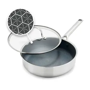 GreenPan Prism 5qt Hybrid Stainless Steel and Ceramic Nonstick Saute Pan with Lid