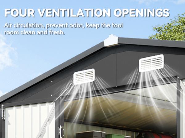 Aoxun Outdoor Storage Shed with Double Hinged Large Door Lockable Door & Sloped Roof Brown Metal Utility Garden Shed for Backyard Patio Brown Color