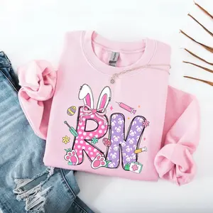 Easter RN Nurse Sweatshirt, Nurse Coquette Bow T-Shirt, Retro Easter Bunny Sweater, Happy Easter Nurse Pullover, Nurse Life Crewneck Gift