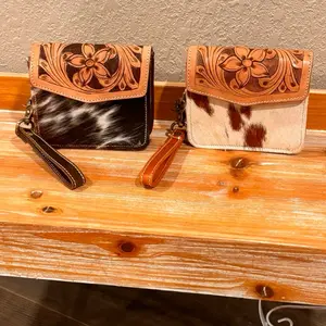 Leather and cowhide square case card holder