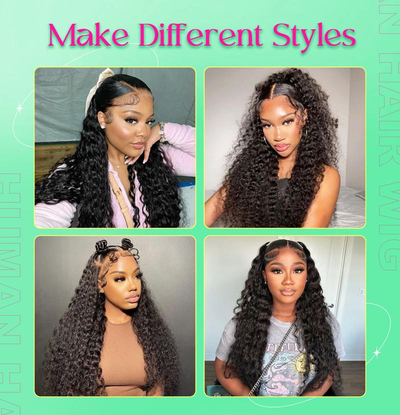 【HOT】FORGIRL FOREVER 13x6 Water Wave Lace Frontal Wig 180% Density Straight Human Hair Lace Front Wig Pre plucked Deep Curly Wave Wig For Women