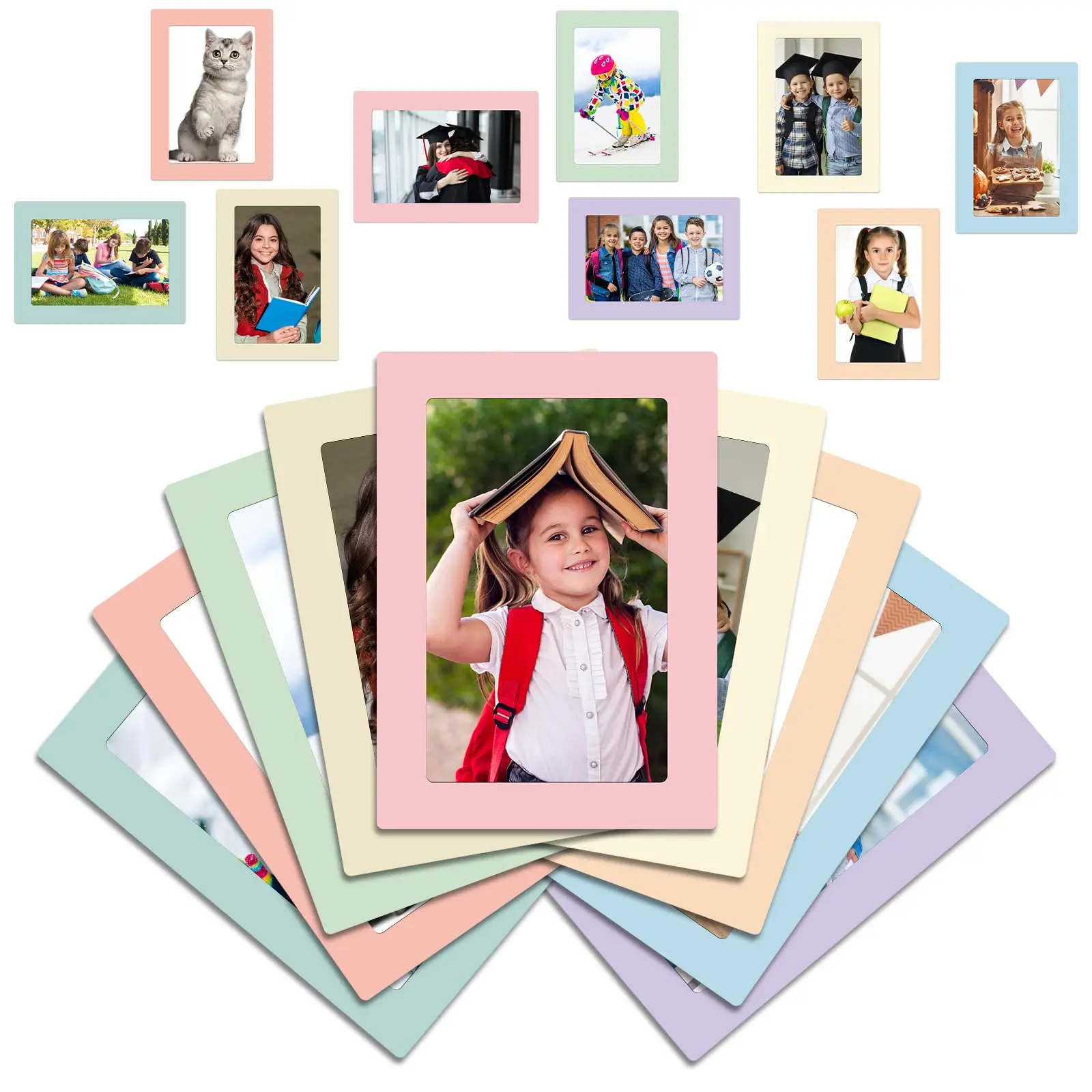 Bohemian Style Metal Rectangular Magnetic Picture Frames (12 Pcs, 4x6 in) - Reusable Secure Grip Pocket Frames for Refrigerator, Classroom, Home Decor Accessories
