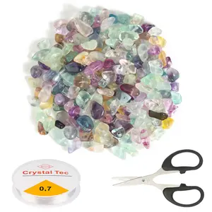 Pack of 400 Gemstone Beads, Natural Stone Gemstones for Threading, Irregular Crystal Beads Stones, Beads for Threading with Hole for Bracelets, Necklaces, Earrings (5-8 mm)