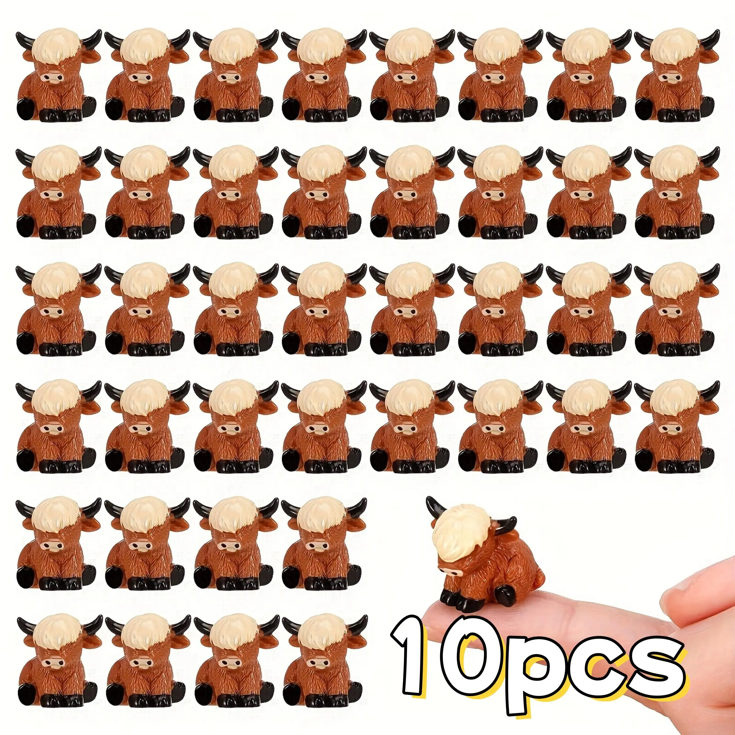 10Pcs Miniature Highland Cow Figurines, Cute Detailed Decorative Pieces, Small and Precise, Perfect for Home Garden Party Decoration