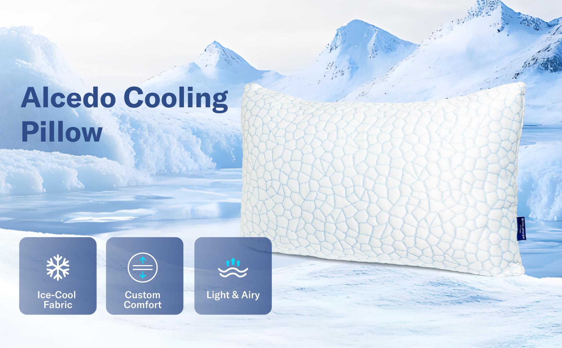 Alcedo Cooling Pillow – Adjustable Shredded Memory Foam Pillow with Cooling-to-the-Touch Fabric, Dual-Sided Comfort & Breathable Support