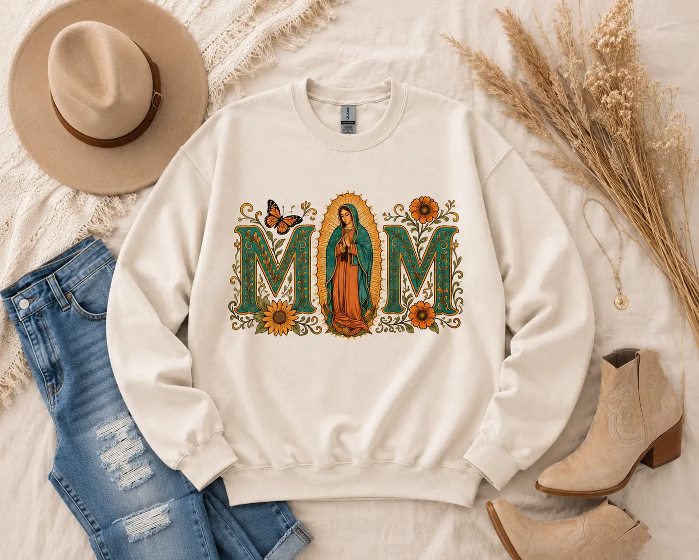 Mexican Mom Sweatshirt & Tshirt, Latin Culture Mom Sweater, Mexican Heritage, Virgen De Guadalupe Printed, Mama Cita Gift