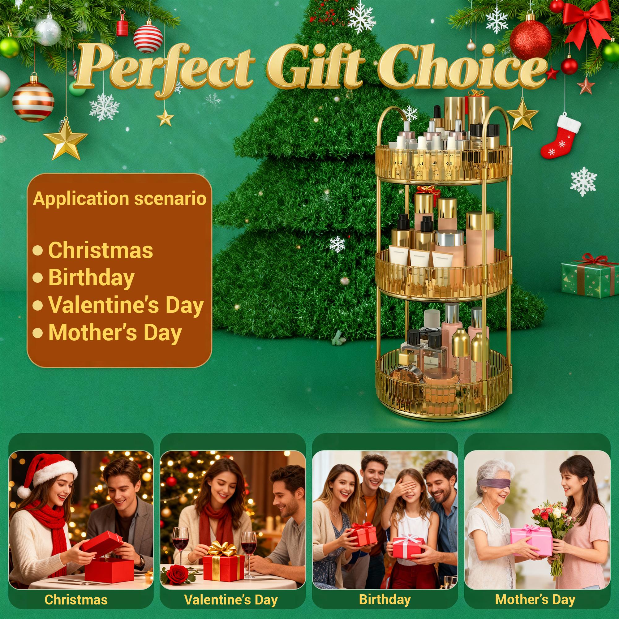 【Valentine‘s Day Gifts】Bepatio 2/3 Tier 360° Rotating Makeup Organizer - Large Capacity Acrylic Vanity Storage with Stackable Design, Premium Skincare & Cosmetic Display Shelf, Black Friday Gift Set for Girls,Sisters & Mothers