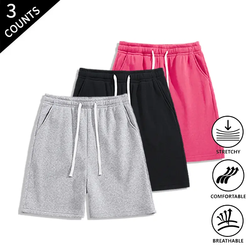 Summer Wins Men’s 3-Pack Sweat Shorts – Soft drawstring athletic shorts with pockets, stretch breathable casual shorts for workouts and everyday wear
